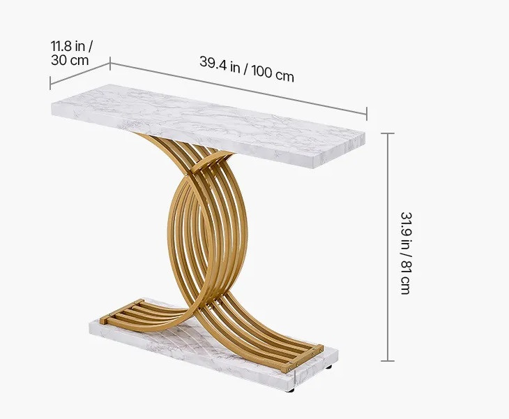 Stolik konsola wąska do przedpokoju 100cm metalowa do salonu