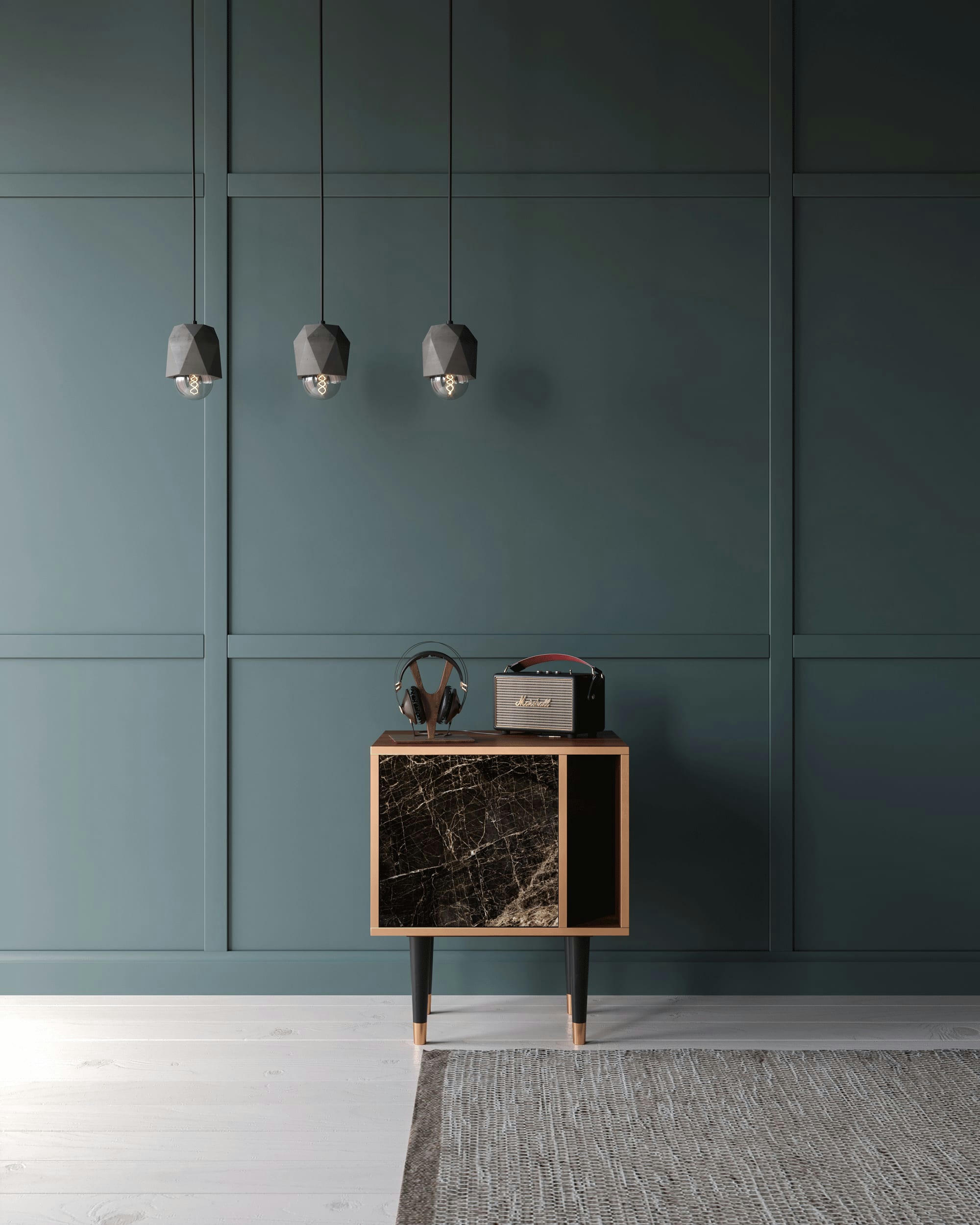 NIGHT ABYSS - Table de chevet noir 1 porte L 58 cm