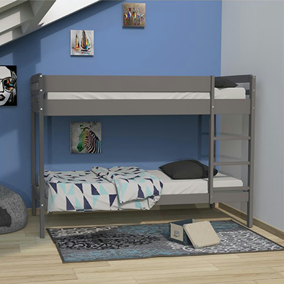 BRICE - Lit superposé 90x190 laqué gris