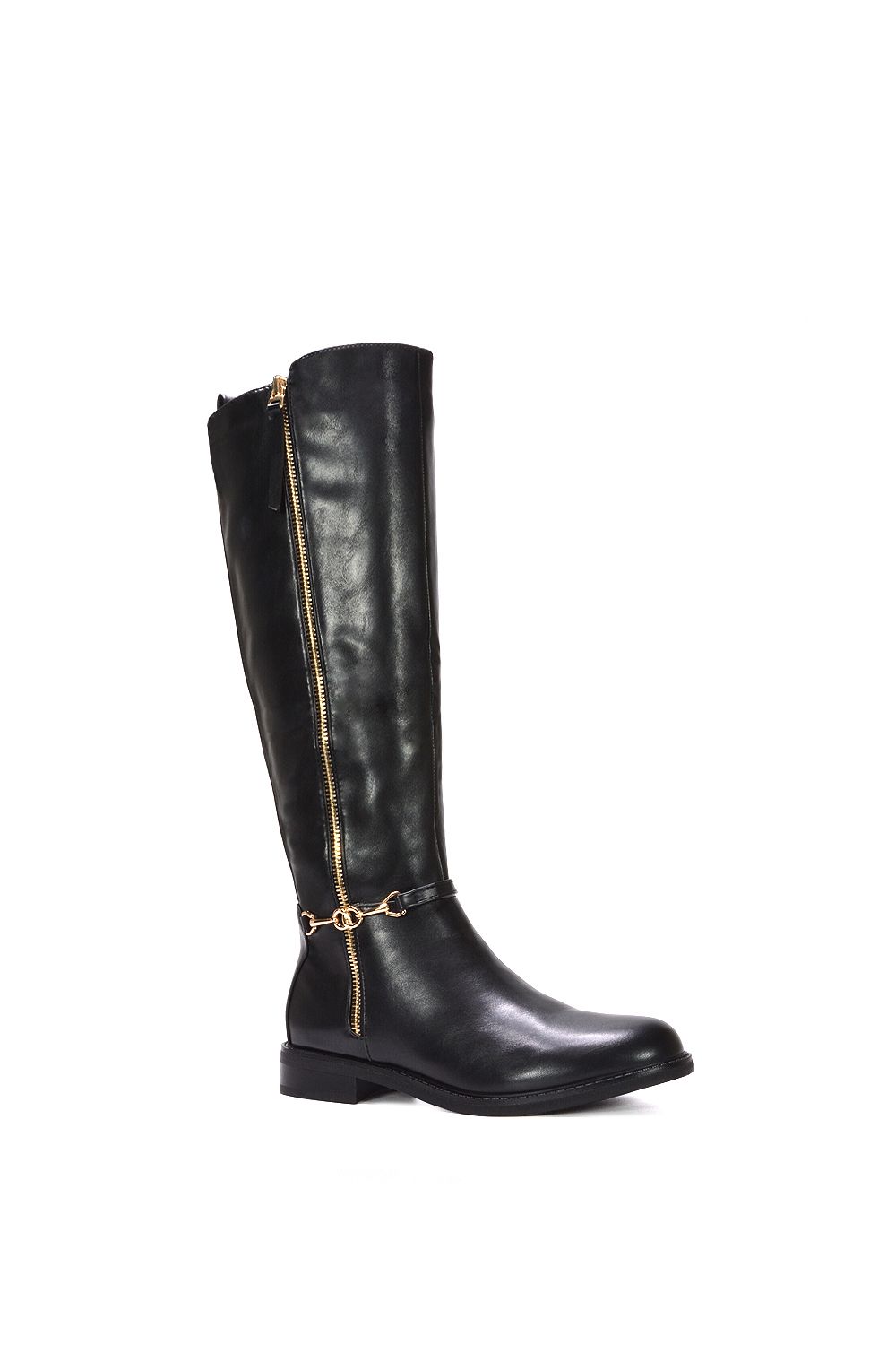 XY London Azalea' Knee High Zip Up Flat Low Heel Boots