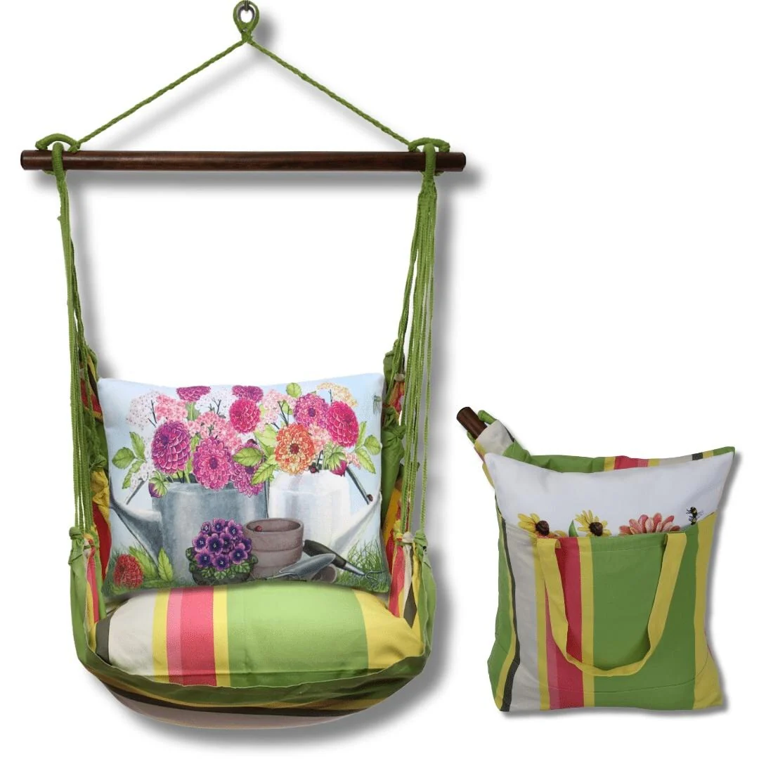 Magnolia Casual Swing Set 4 piece - Fresh Lime Stripe w/ Watering Can