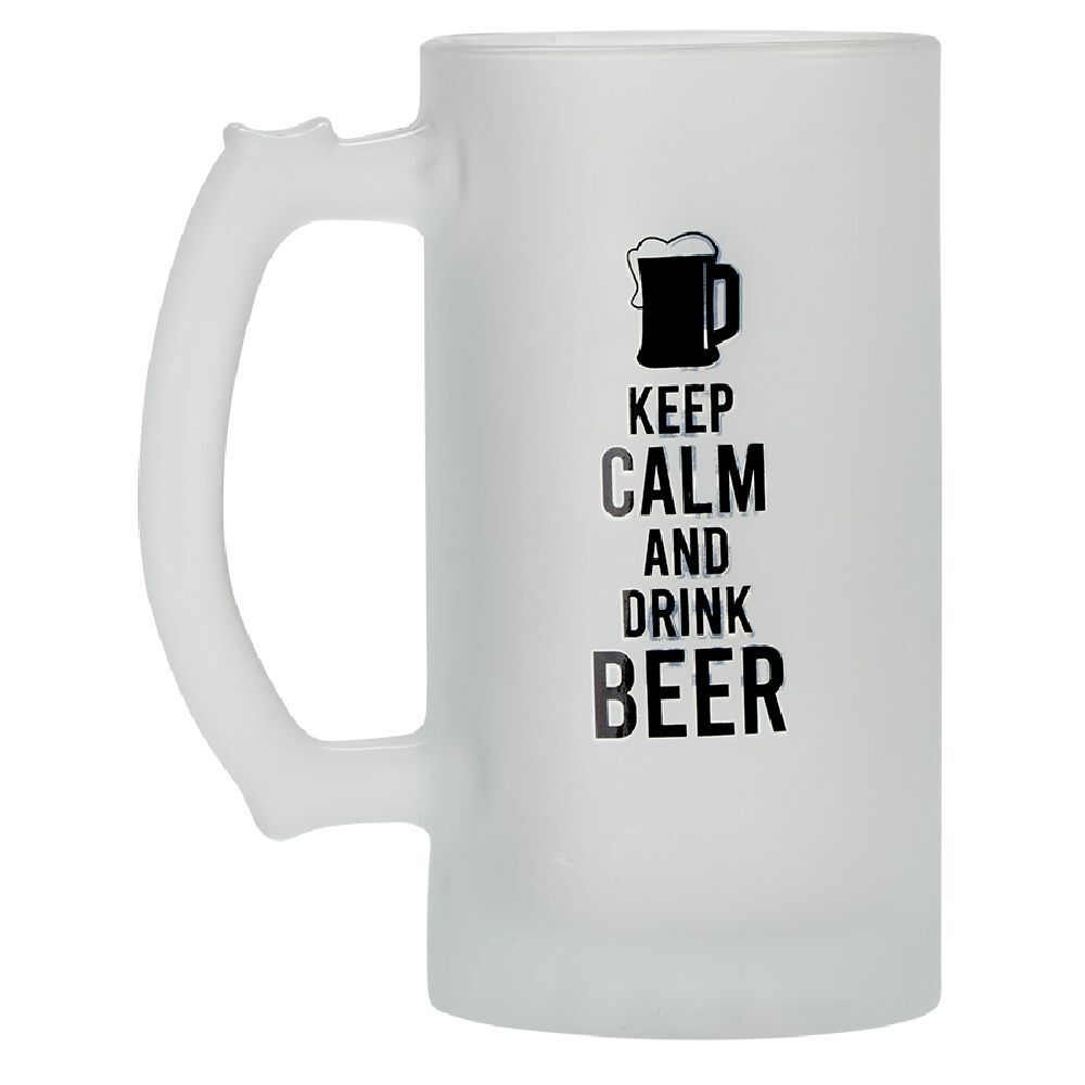 Chope de bière en verre imprimé humour