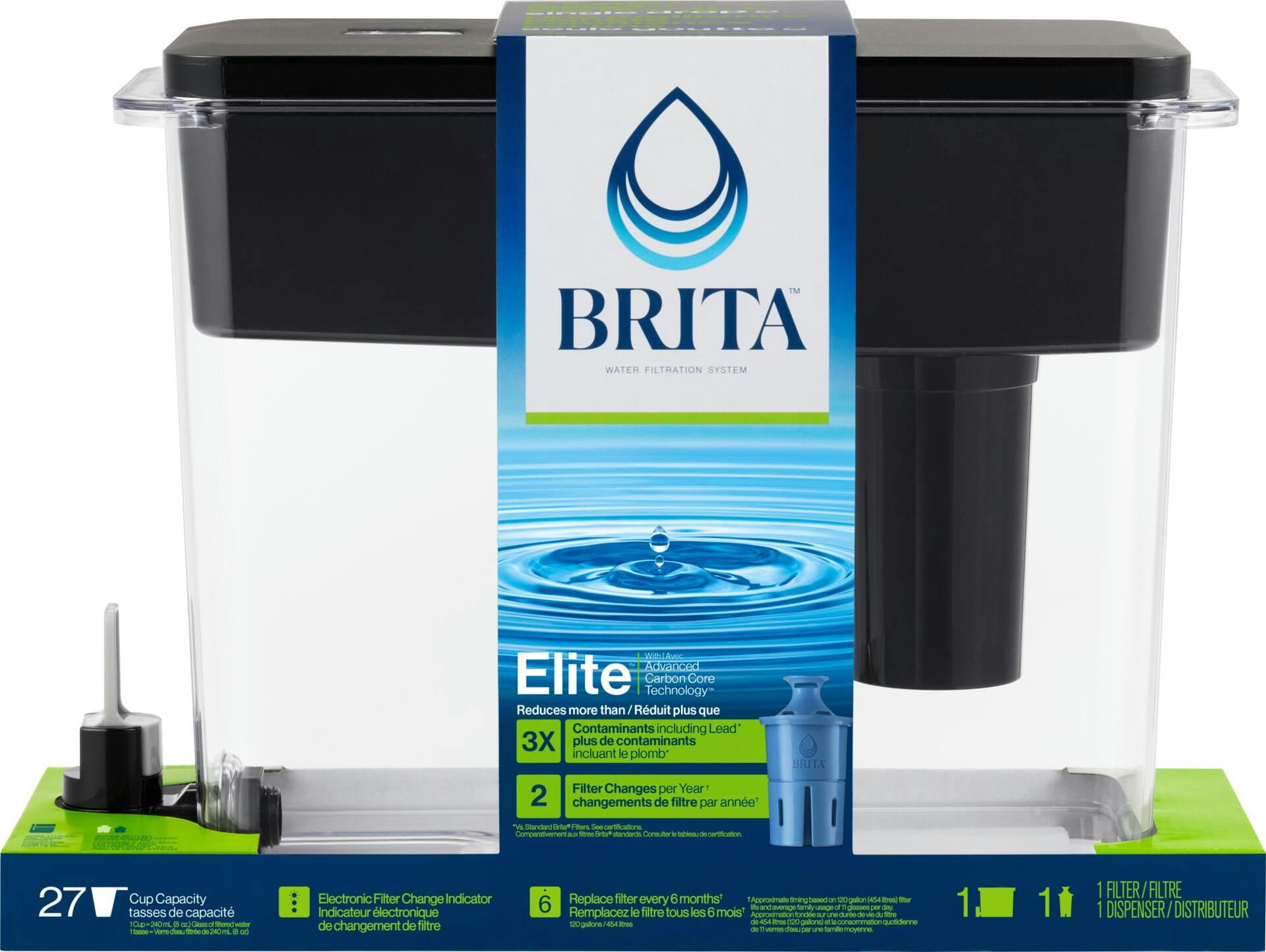 Brita® UltraMax Water Filter Pitcher/Dispenser with LongLast® Filters, BPA Free, 27 Cup, Black
