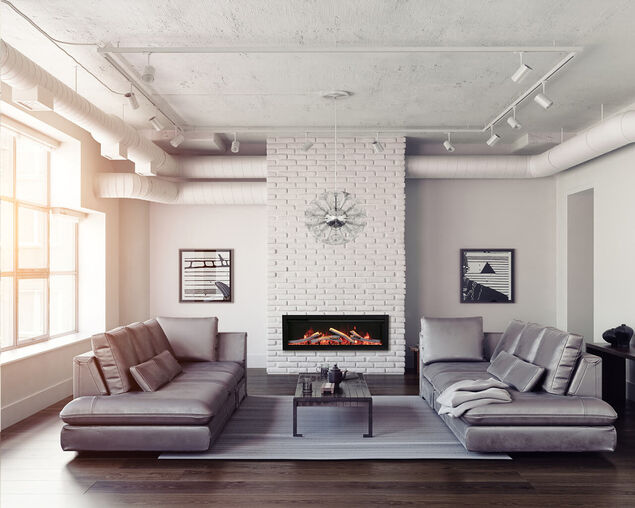 Amantii Smart 34" Clean face Electric Built-in with log and glass, black steel surround