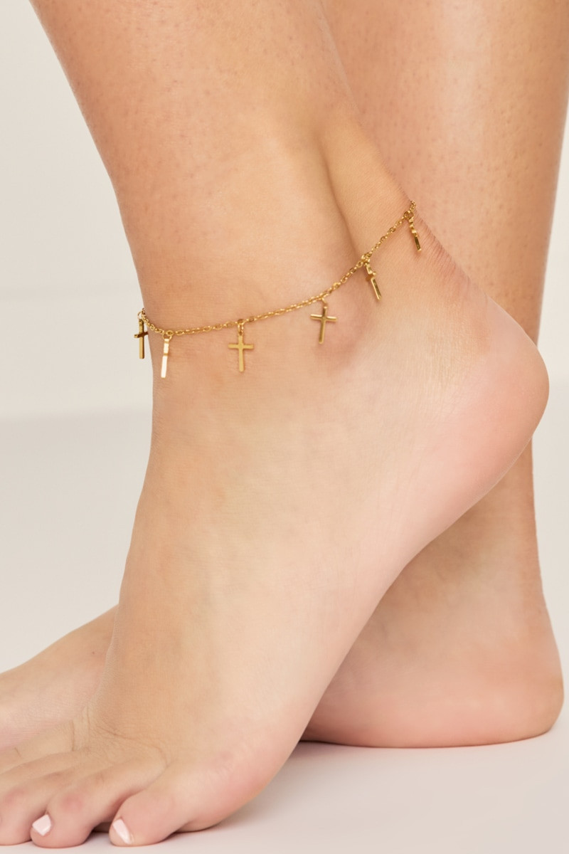 Mandy Stainless Steel Cross Charm Anklet