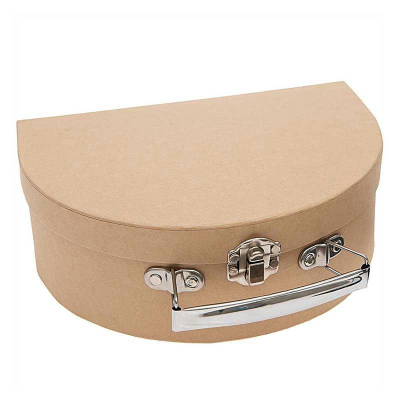 - Valise en carton semi-circulaire à décorer 20x15x7cm
