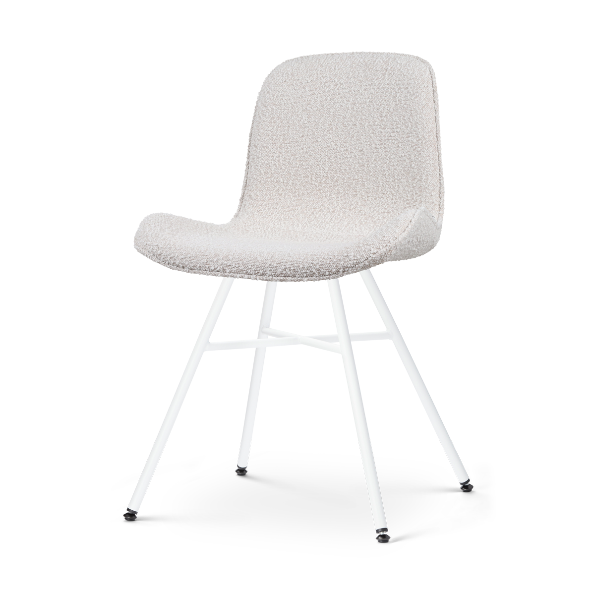 Nolon Noa-Fé Eetkamerstoel Bouclé Beige - Stof - Wit Onderstel