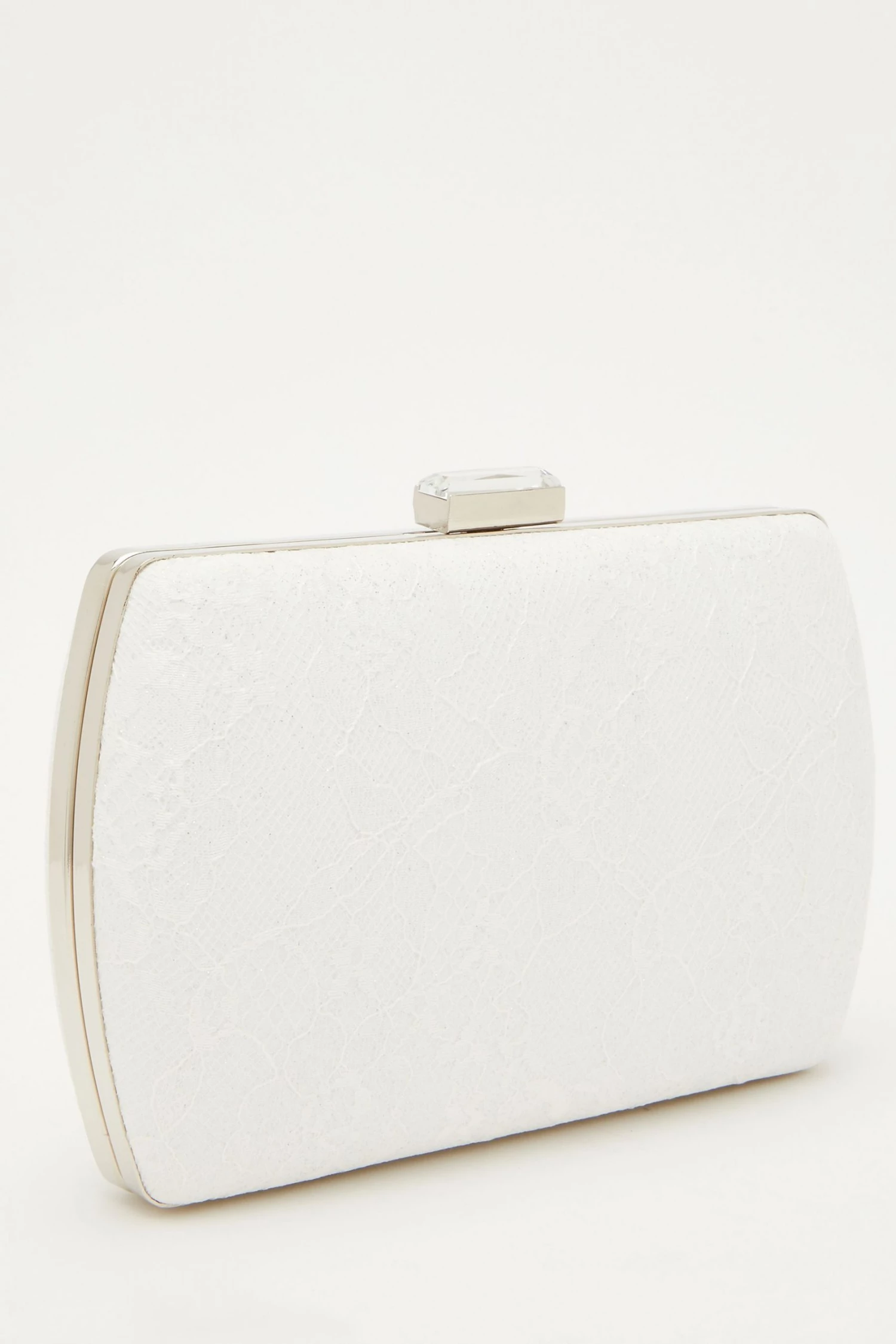 Quiz White Glitter Lace Box Bag
