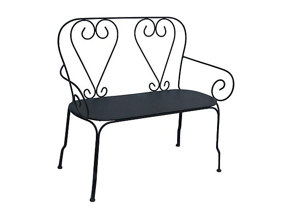 Banc de jardin en métal façon fer forgé- Anthracite - GUERMANTES de MYLIA
