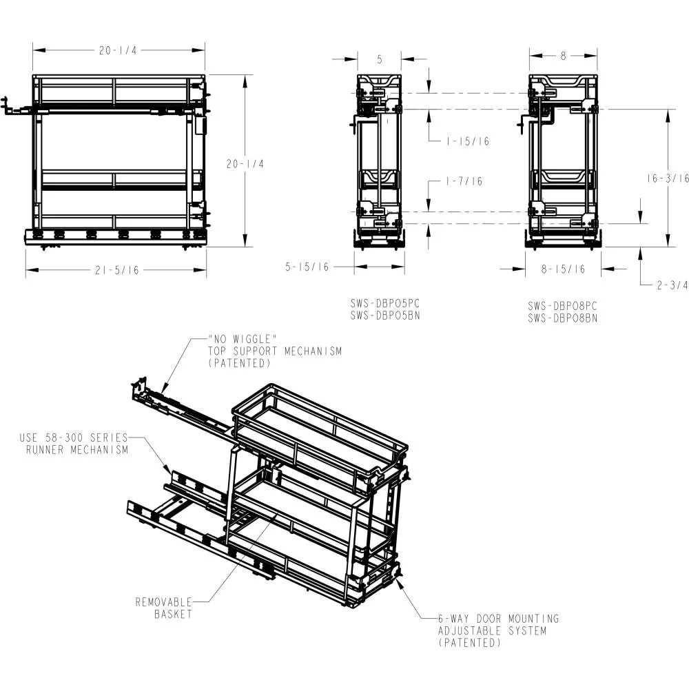 Hardware Resources 8 Inch Under Drawer Base Pull Out with Soft-Close