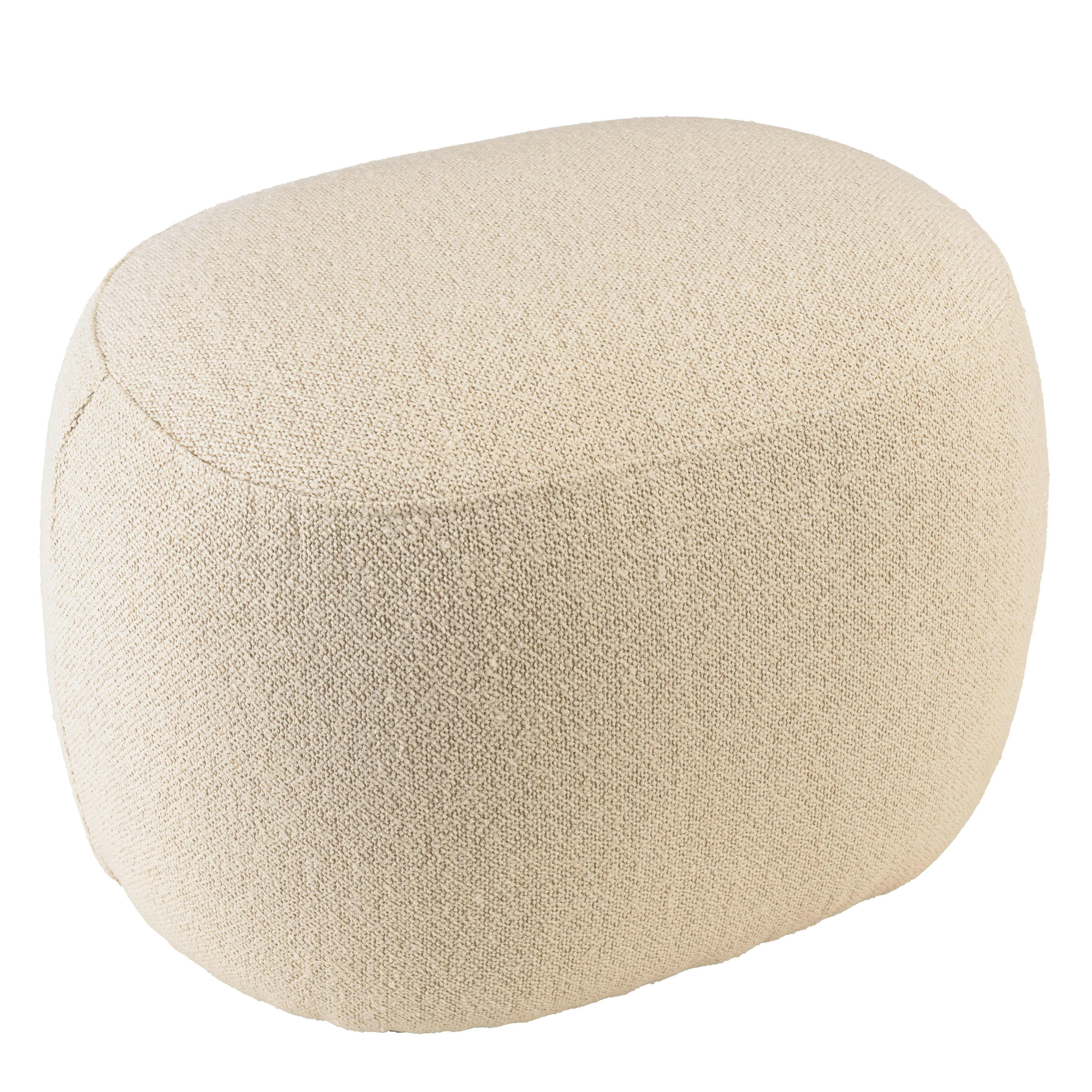 Pouf galet en tissu petite bouclette beige COLOMBUS