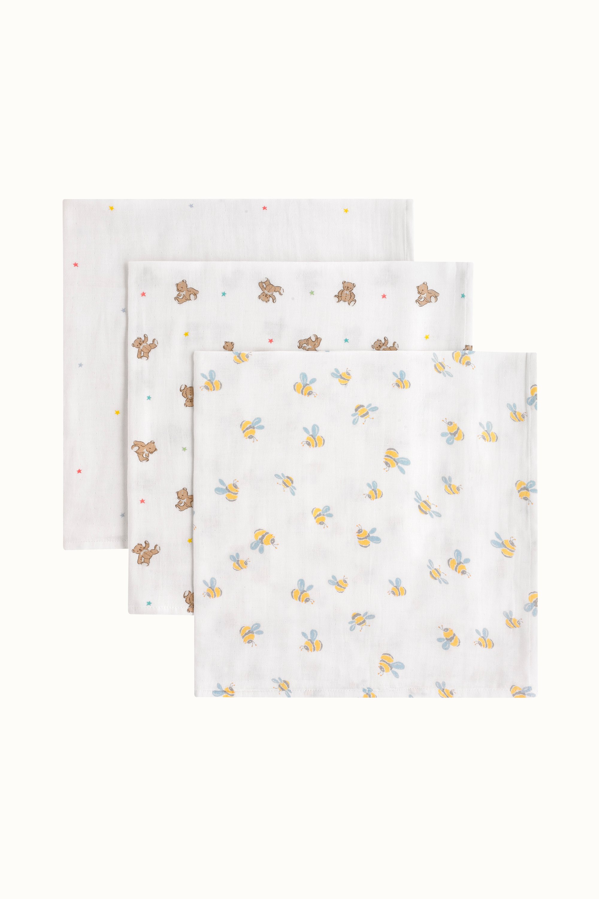 Buzzy Bee Set of 3 Muslin Cloths