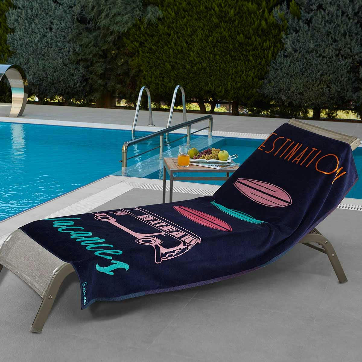 VACANCES - Serviette de plage velours 100 x 180 cm Vacances