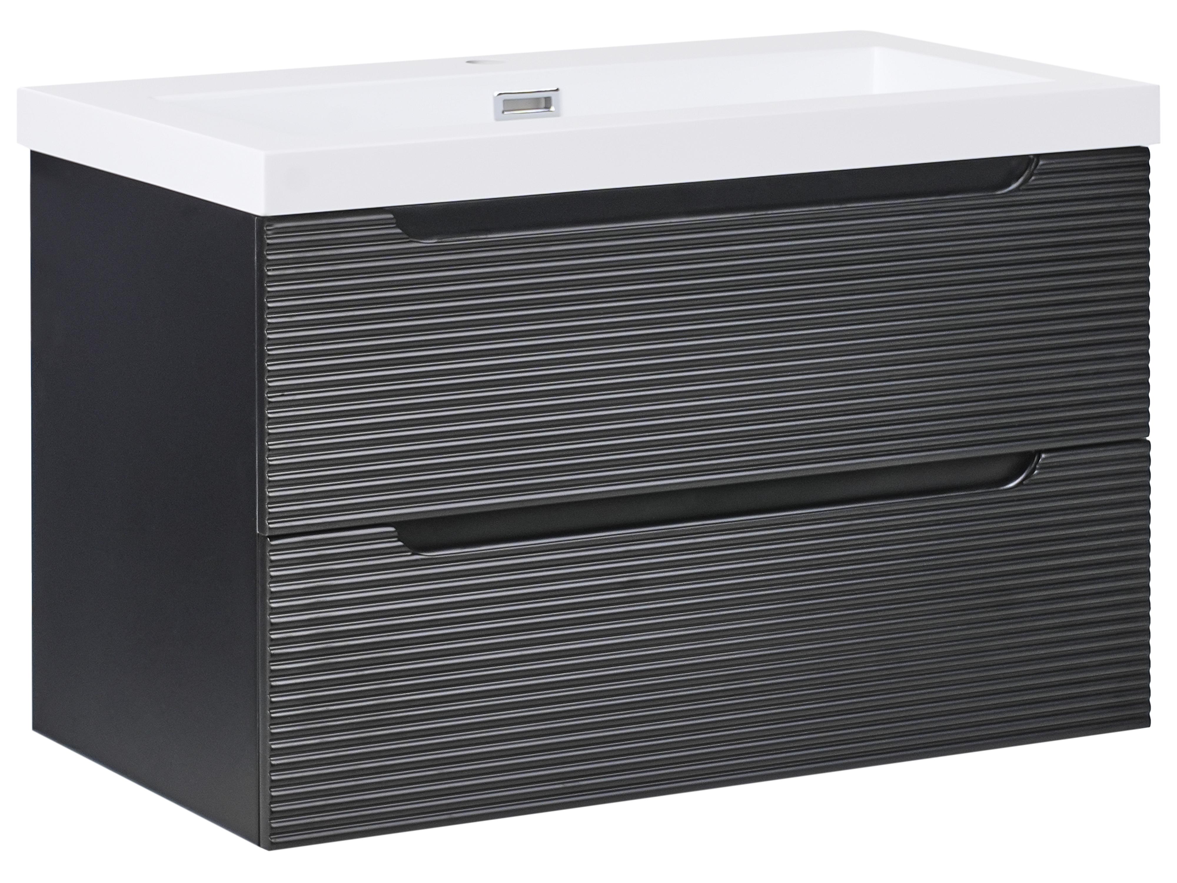 Wall Mounted Vanity Unit with Basin MAKANA Black
