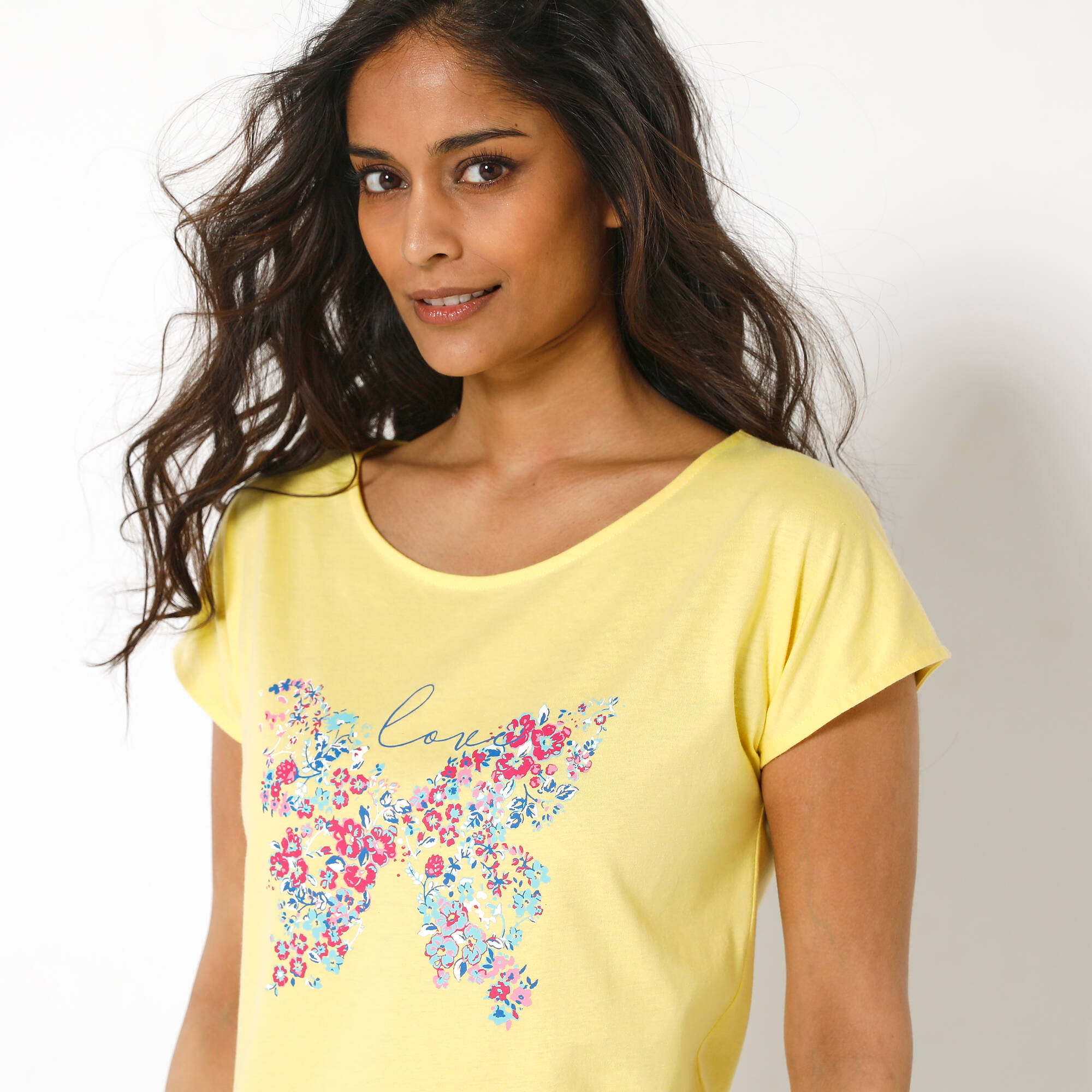 T-shirt manches courtes, imprimé placé "papillon"