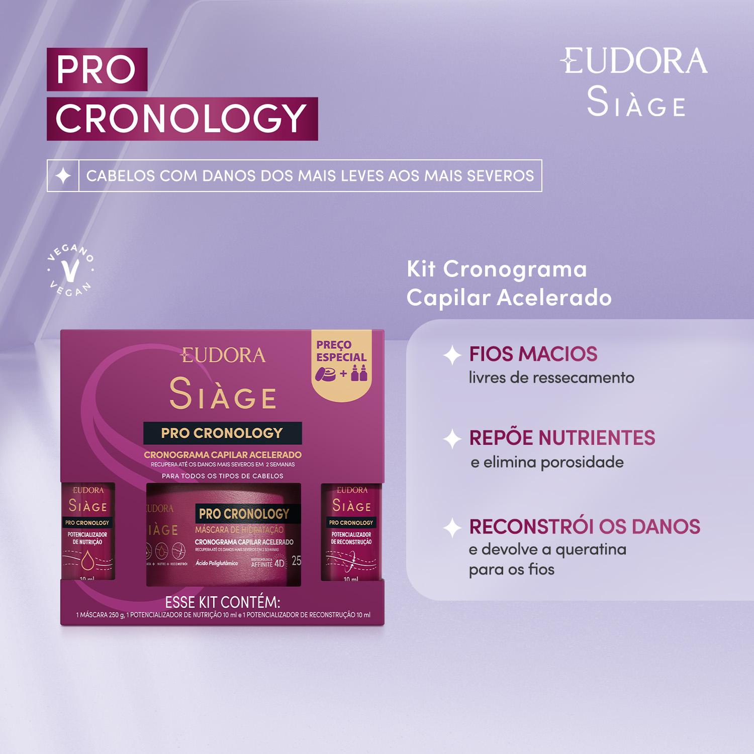 Kit Cronograma Capilar Acelerado Siàge Pro Cronology (3 itens)
