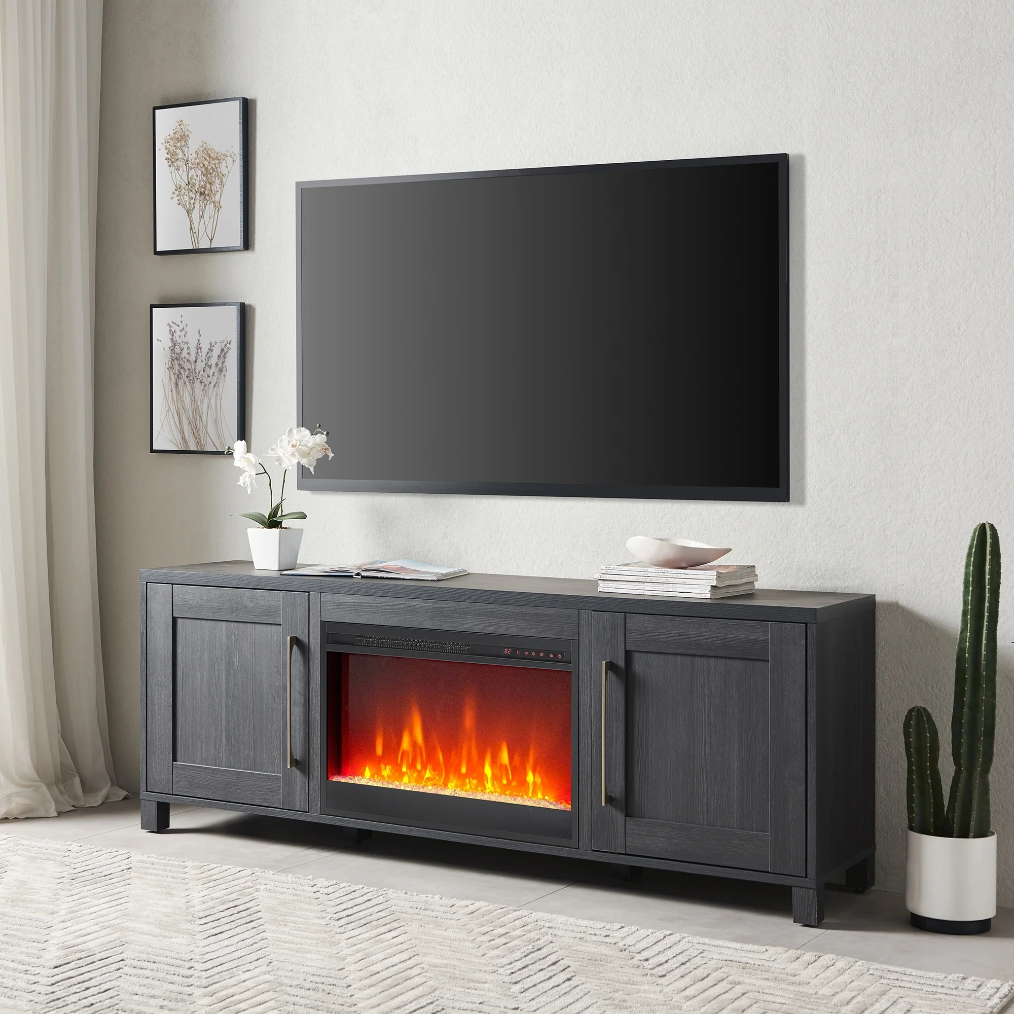 Chabot TV Stand with Crystal Fireplace