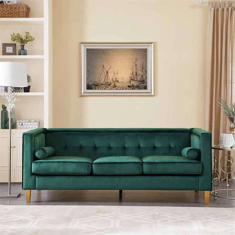 Sofa for Living Room Mid Century Sofa Tufted Cushion Solid Wooden Legs for Living Room Bedroom Comfy