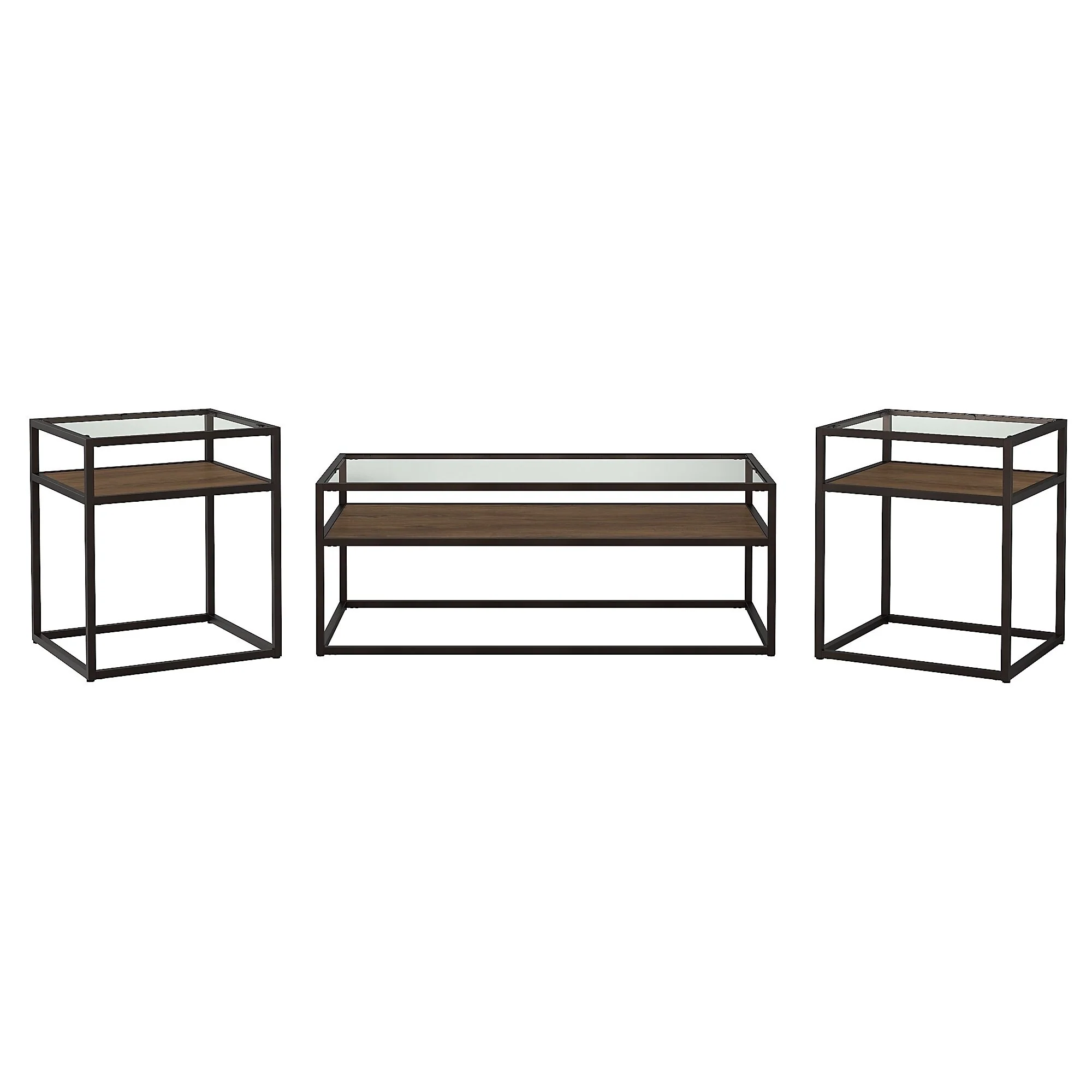 Anthropology Coffee Table with Set of 2 End Tables in Rustic Brown