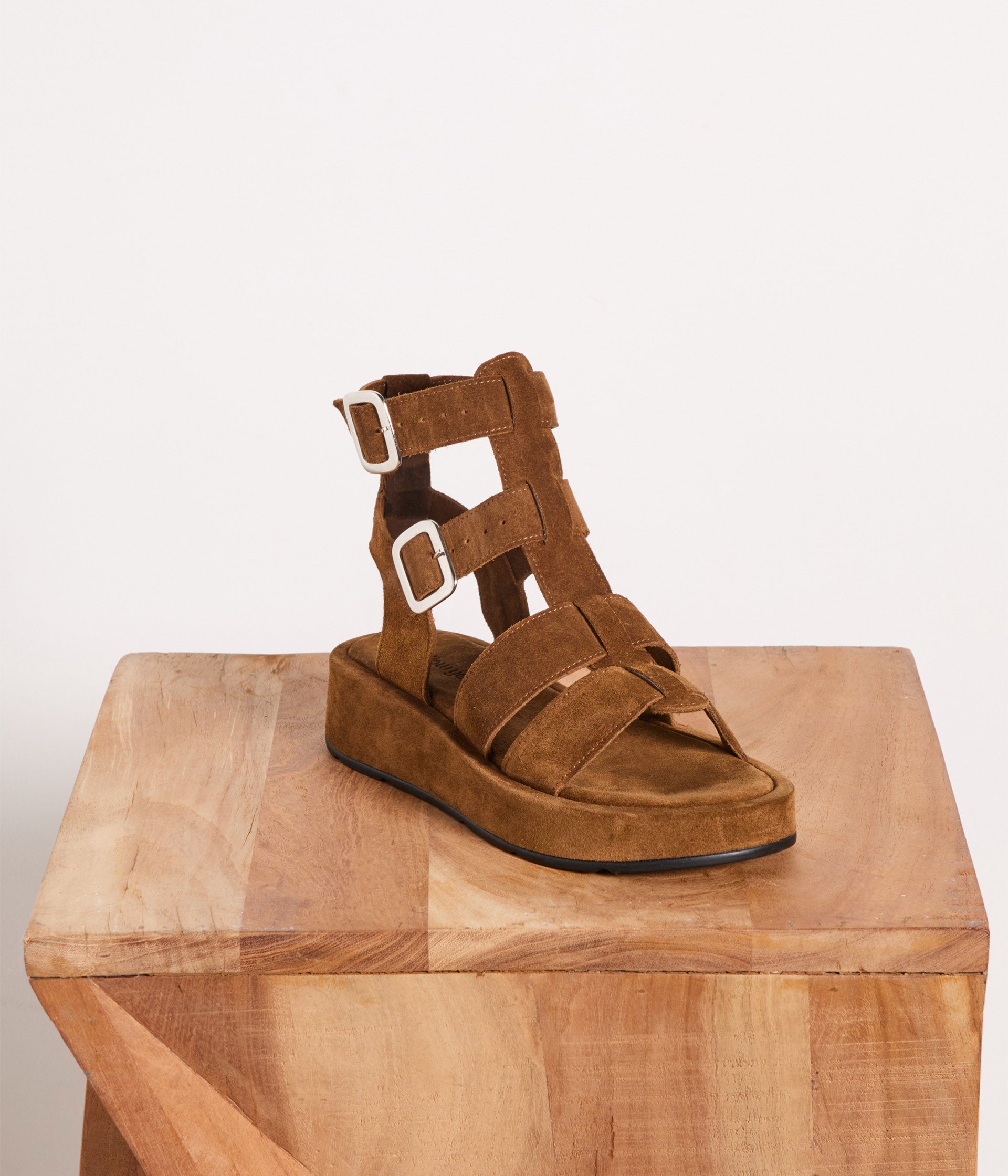 Spartiates velours camel Titia