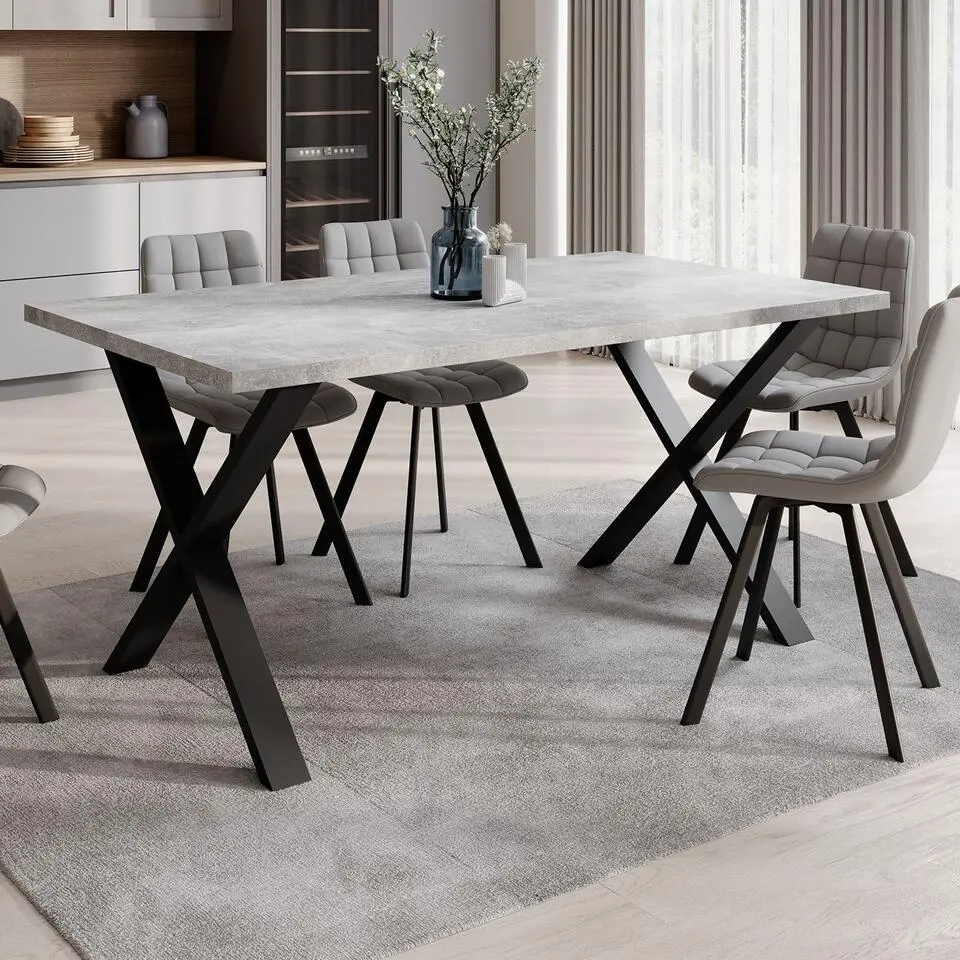 Meubella - Eetkamertafel Berry - Betonlook - 160 cm