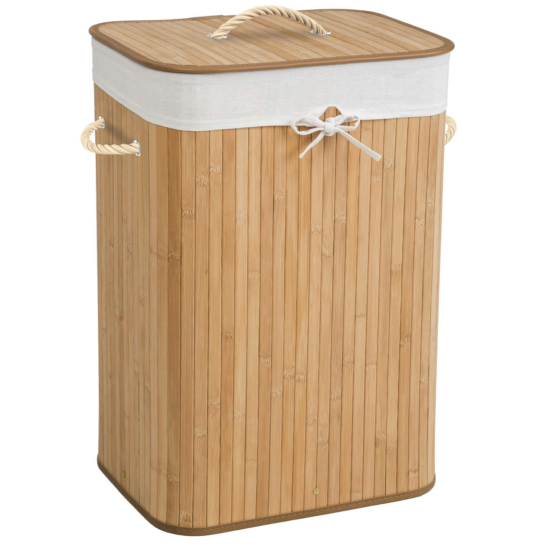 - Panier à linge rectangulaire en Bambou beige