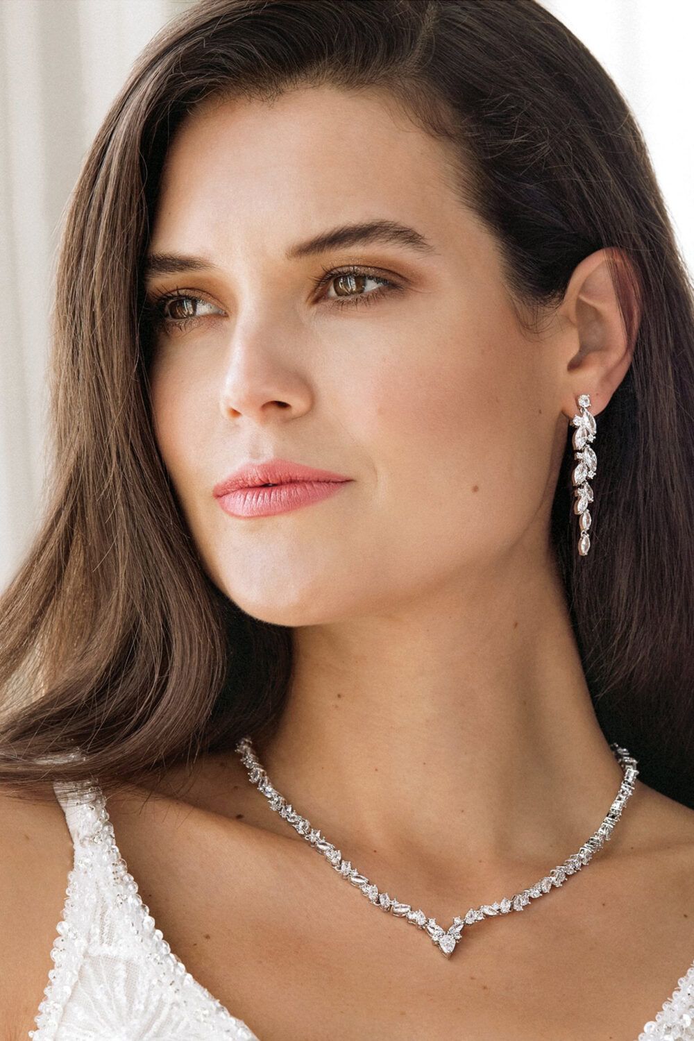 Jon Richard Rhodium Plate Cubic Zirconia Bridal Earrings