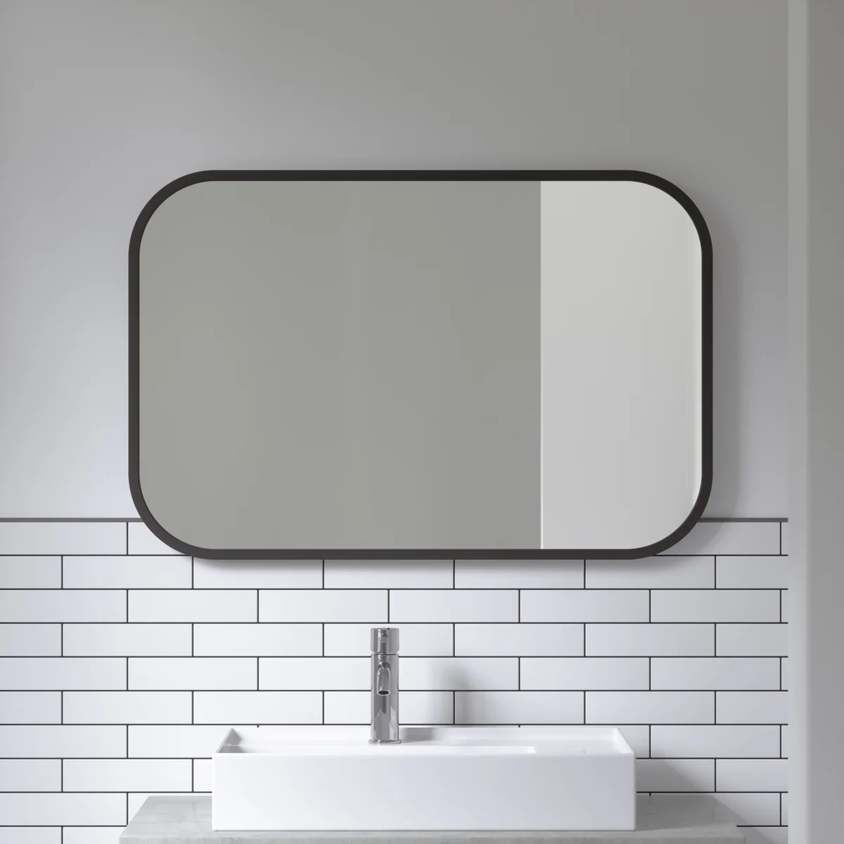 Umbra - Hub Wandspiegel rechteckig, 91 x 61 cm, schwarz