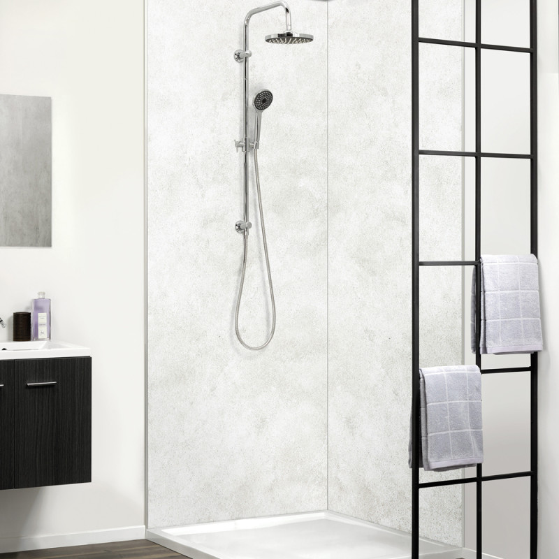 Panneau de douche en PVC Cloudy blanc 260 x 120 cm DUMAWALL XL