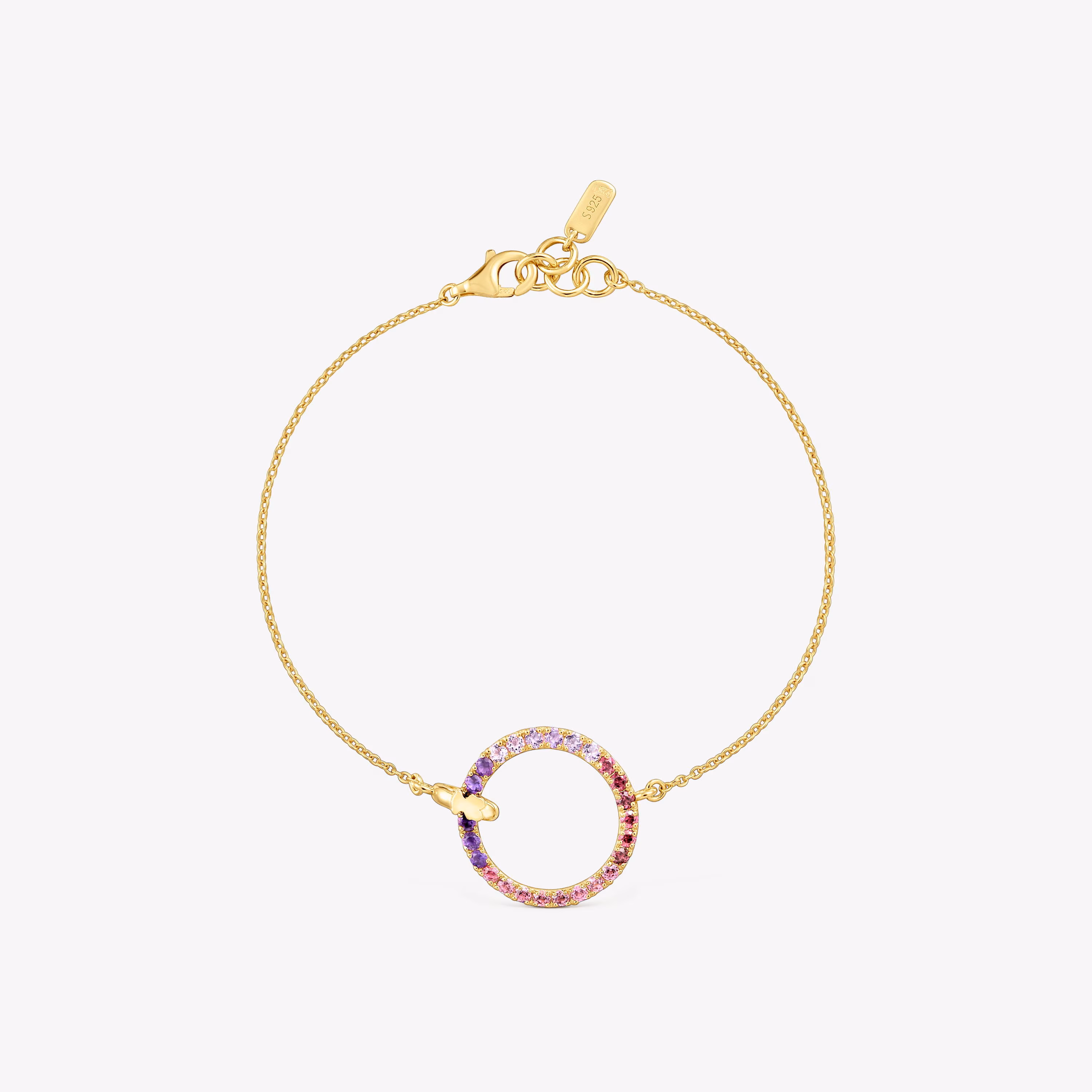 Pulsera cadena con baño de oro 18 kt sobre plata y gemas Straight