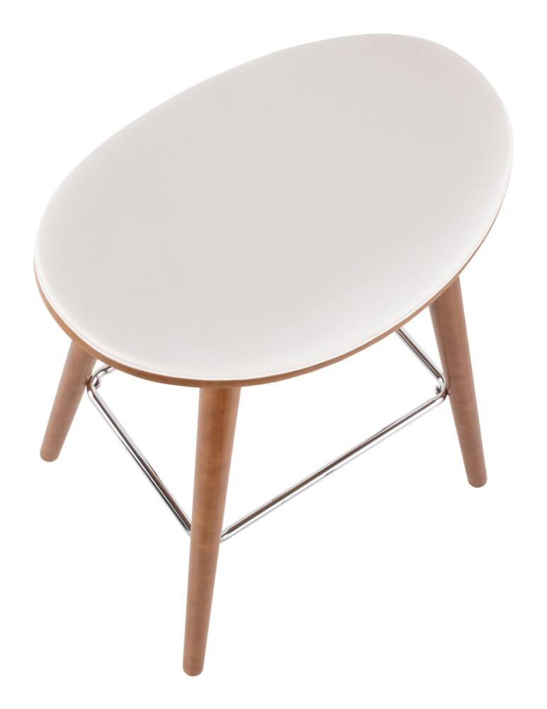 LumiSource Saddle Wood & PU Leather Seat Counter/Bar Stools (2-Piece Set), Walnut/White