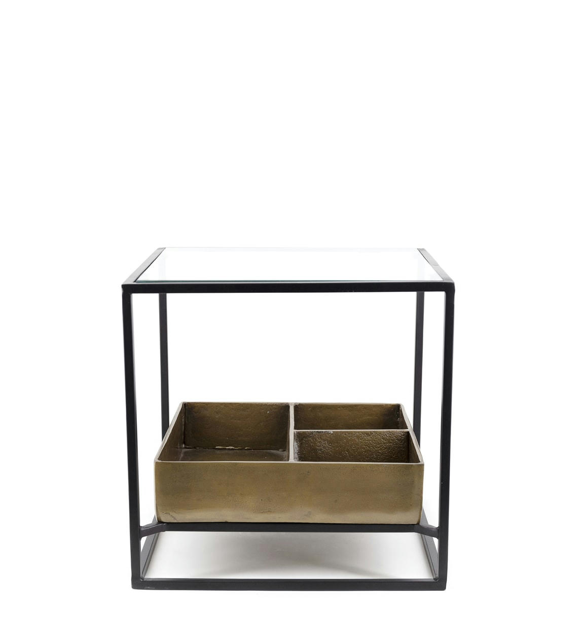 ANTIQUE - Table basse en aluminium et verre L 42