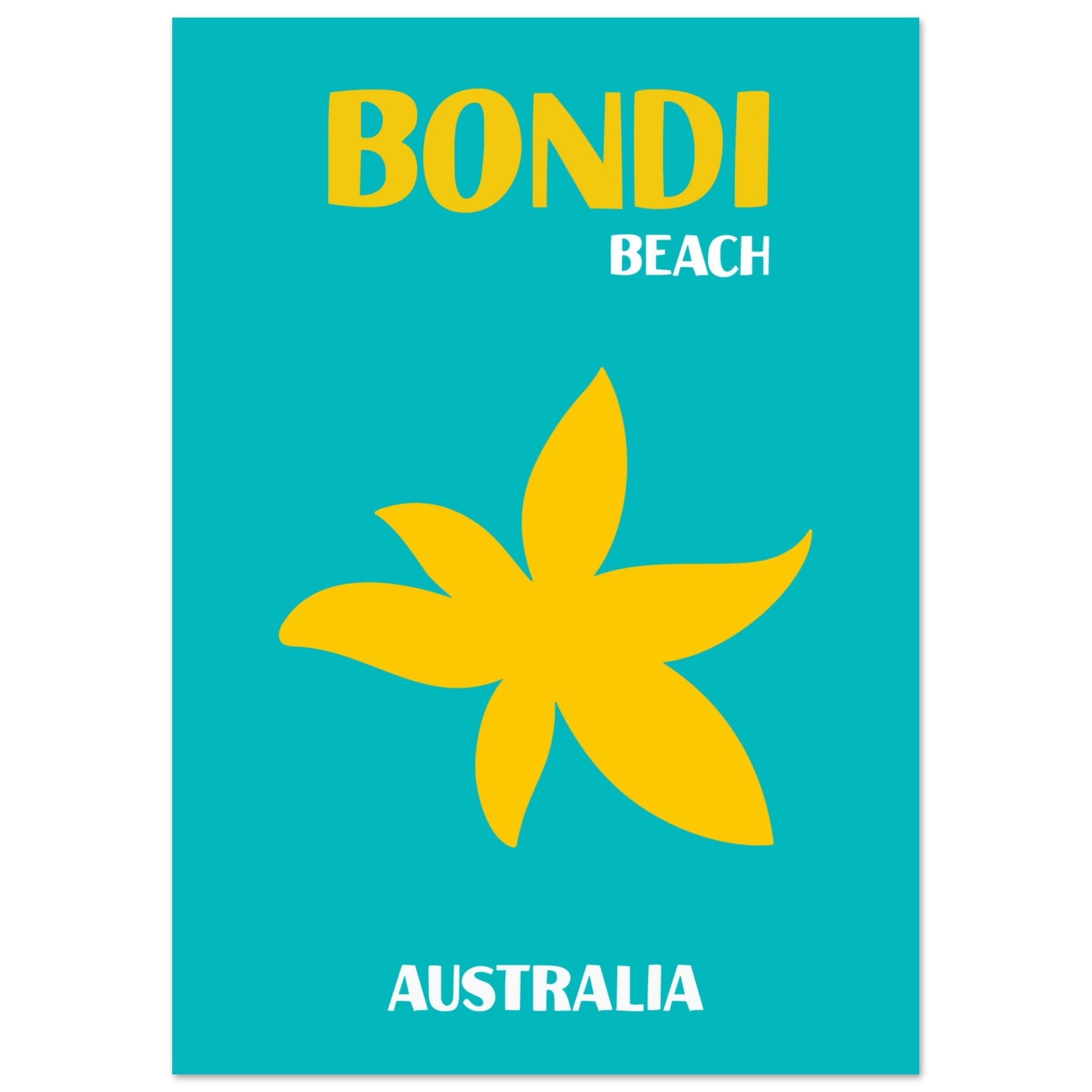 Artfulprints Poster Australië - Bondi Beach  - A4 21x29.7 cm - Turquoise