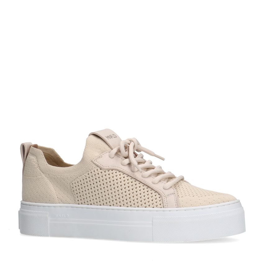 Manfield Beige knit fabric sneakers