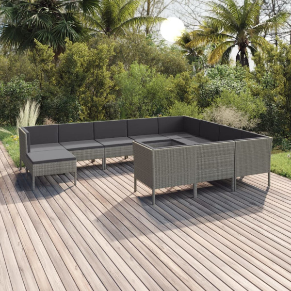Zestaw wypoczynkowy do ogrodu Szary Technorattan 6x sofa środkowa   4x