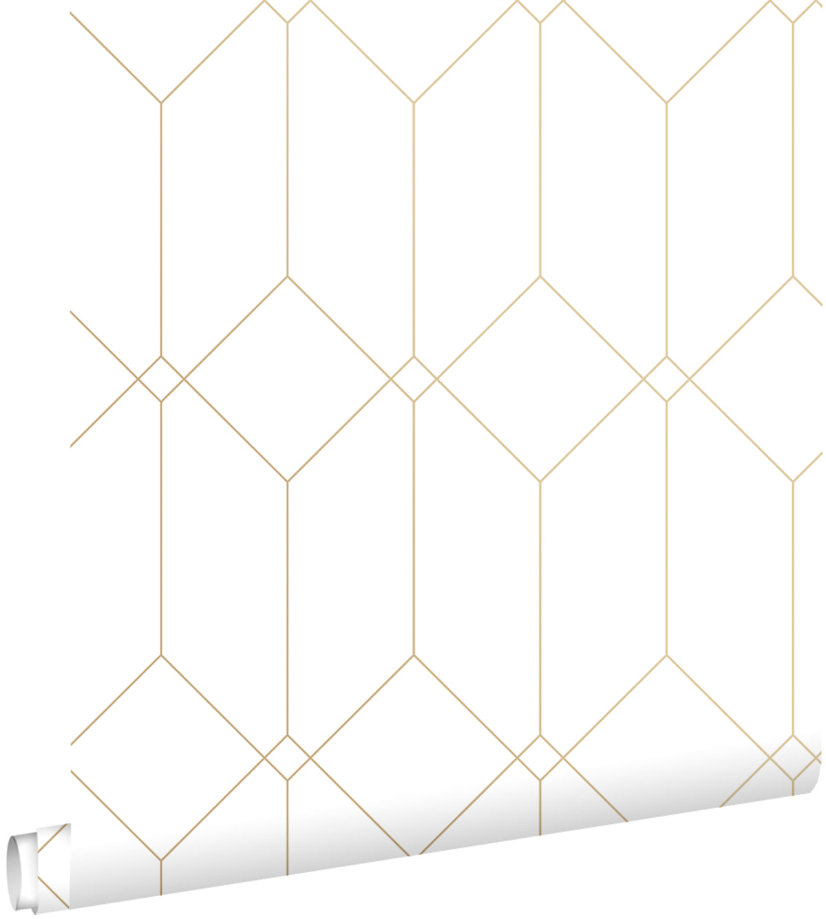ESTAhome behang art deco motief wit en goud - 53 cm x 10.05 m - 139223