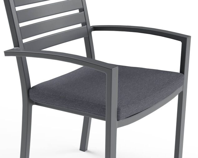 Boston Slatted Dining Chair - Gunmetal Grey