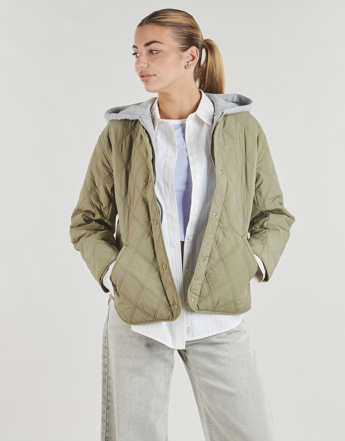 Only - ONLRISSO LIFE HOOD QUILT JACKET - Green
