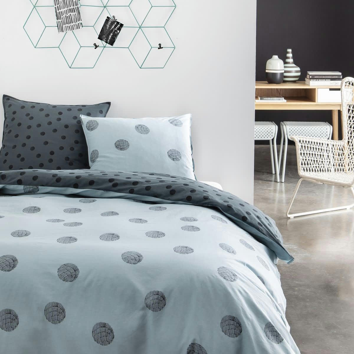 - Parure de lit en Polyester Bleu 220x240 cm