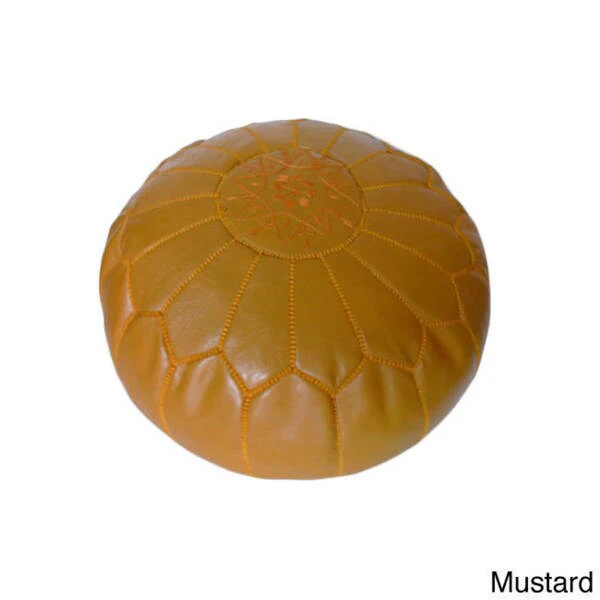 Handmade Moroccan Contemporary Leather Ottoman Pouf (Morocco)