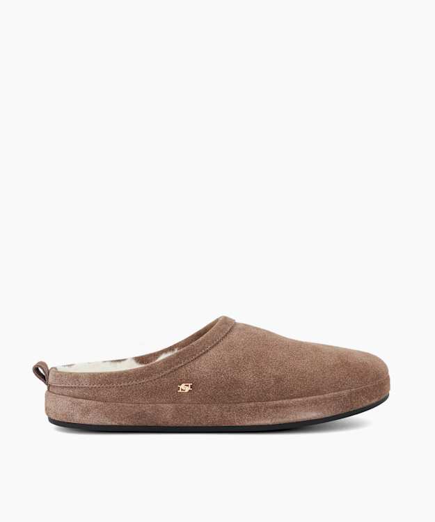 Warmth Taupe - Suede-Faux Shearling Slippers