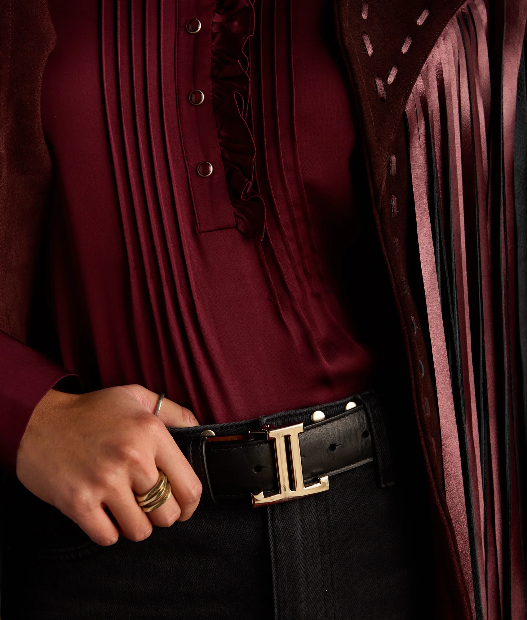 Women's Mirrored L Belt - Black