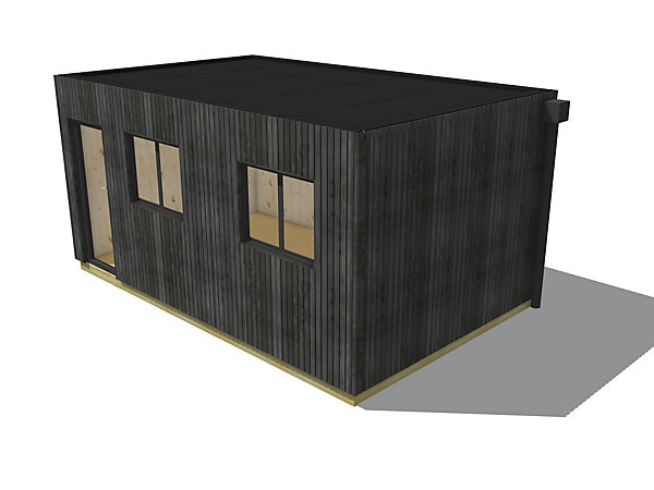 Annexe de jardin sans permis en bois 5,5 x 3,5 x 2,7 m avec plancher isolé / menuiseries alu k-line