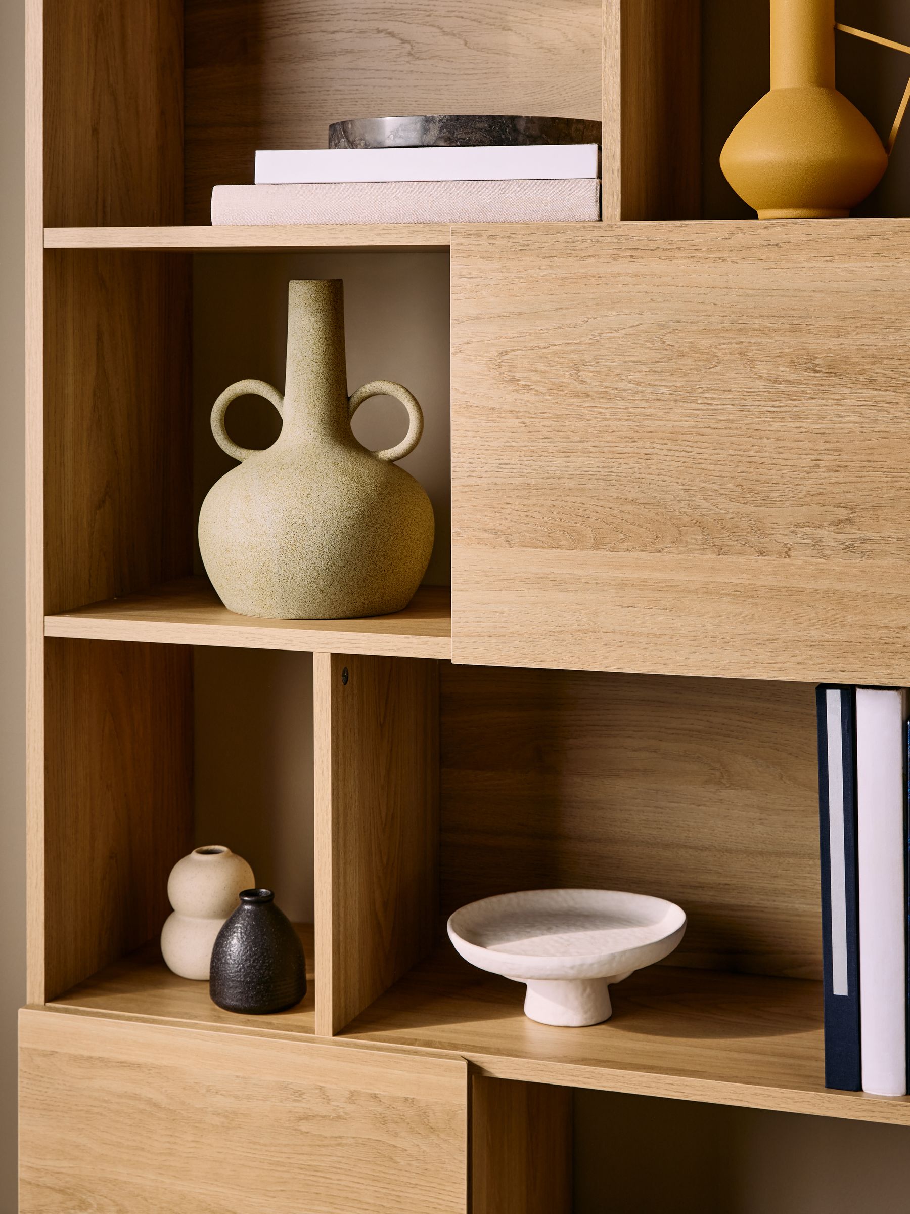 Blaze Narrow Shelving Unit in Oak Effect