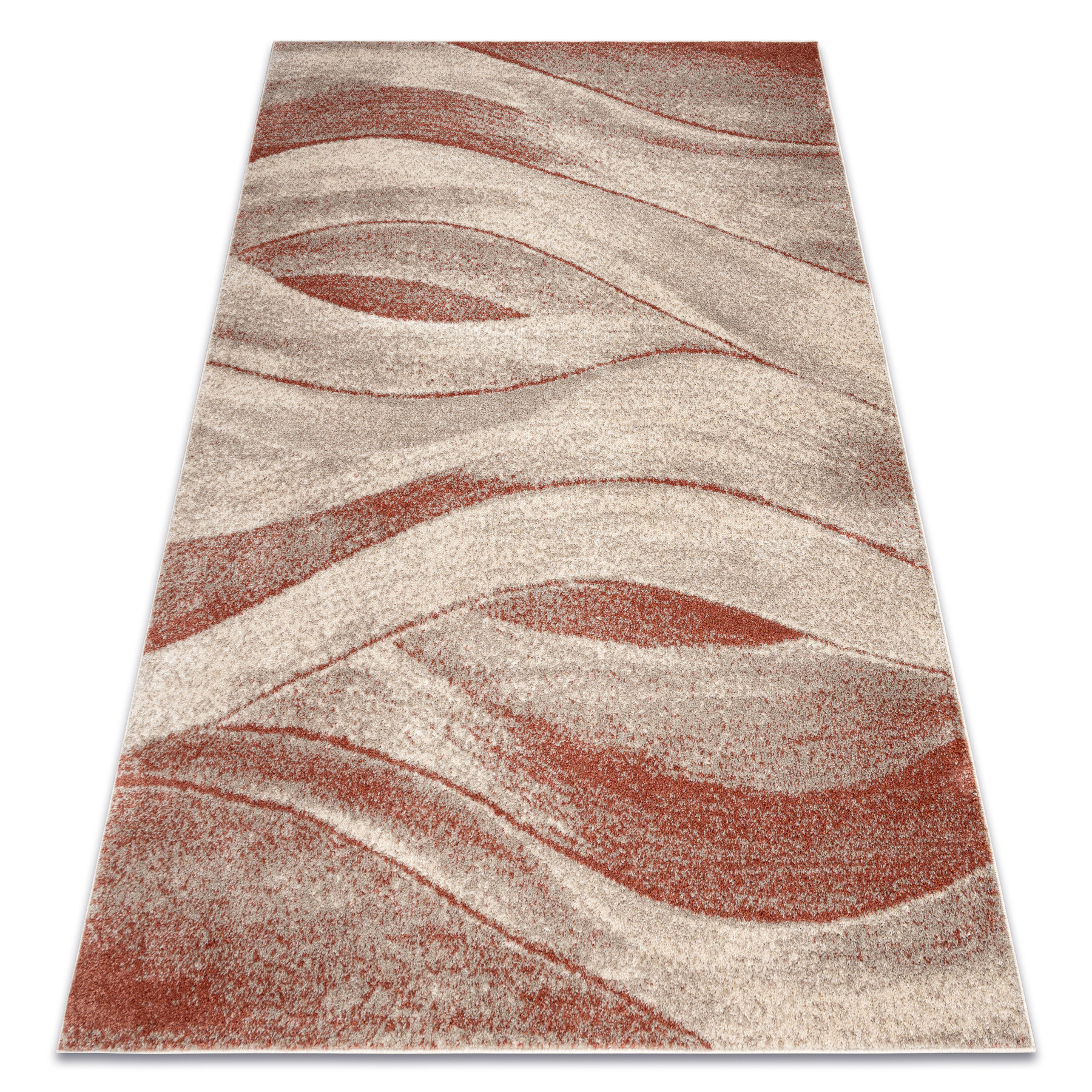 Dywan FUSION 1617 krem / terakota - Fale, nowoczesny, 80x150 cm