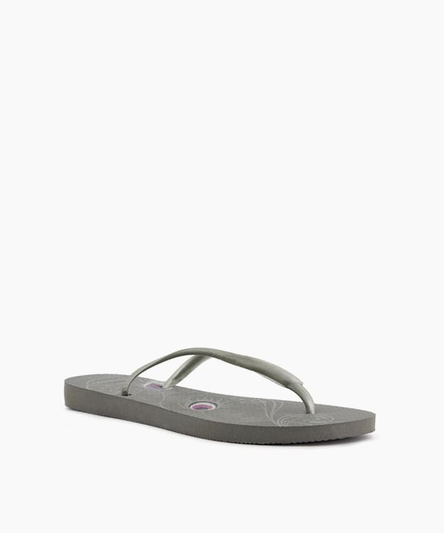 Peacock Print Flip Flops Grey - Havaianas Slim Peacock Print Flip Flops