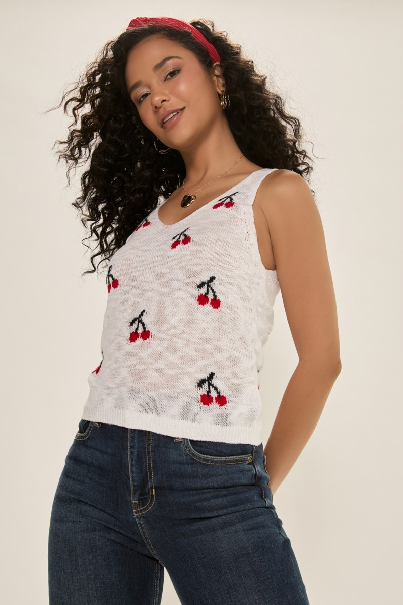 Lena Cherry Print Tank Top
