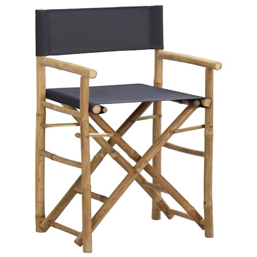 NNEVL Folding Director's Chairs 2 pcs Dark Grey Bamboo and Fabric