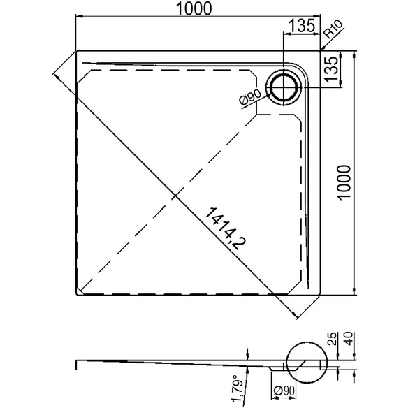 Duschwanne »Maui Q«, BxT: 100 x 100 cm, weiß