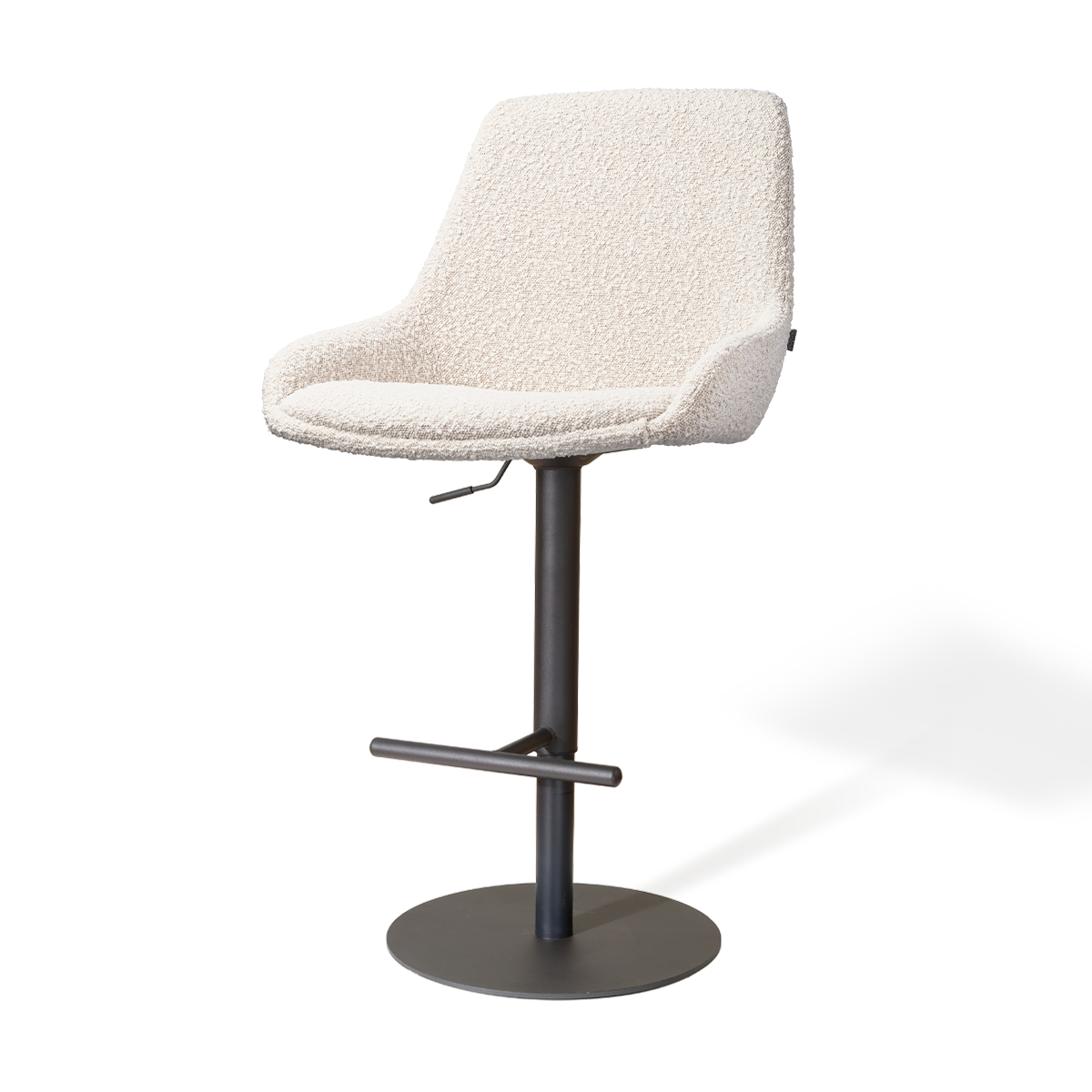 Nolon Niva-Isa tulp barkruk bouclé beige verstelbaar - zwarte poten